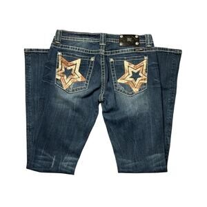 Miss Me Stars Cowprint studded bootcut jean 31